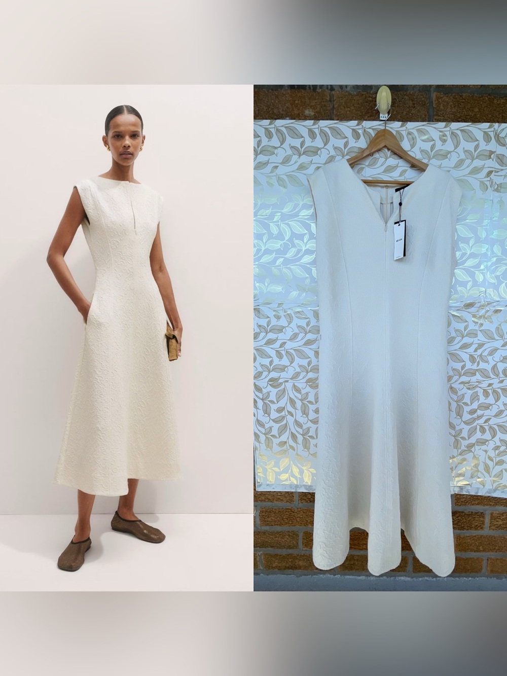 ME+EM Cream Jacquard Floral Midi Dress 12 Quiet Luxury Old Money Bridal Coquette